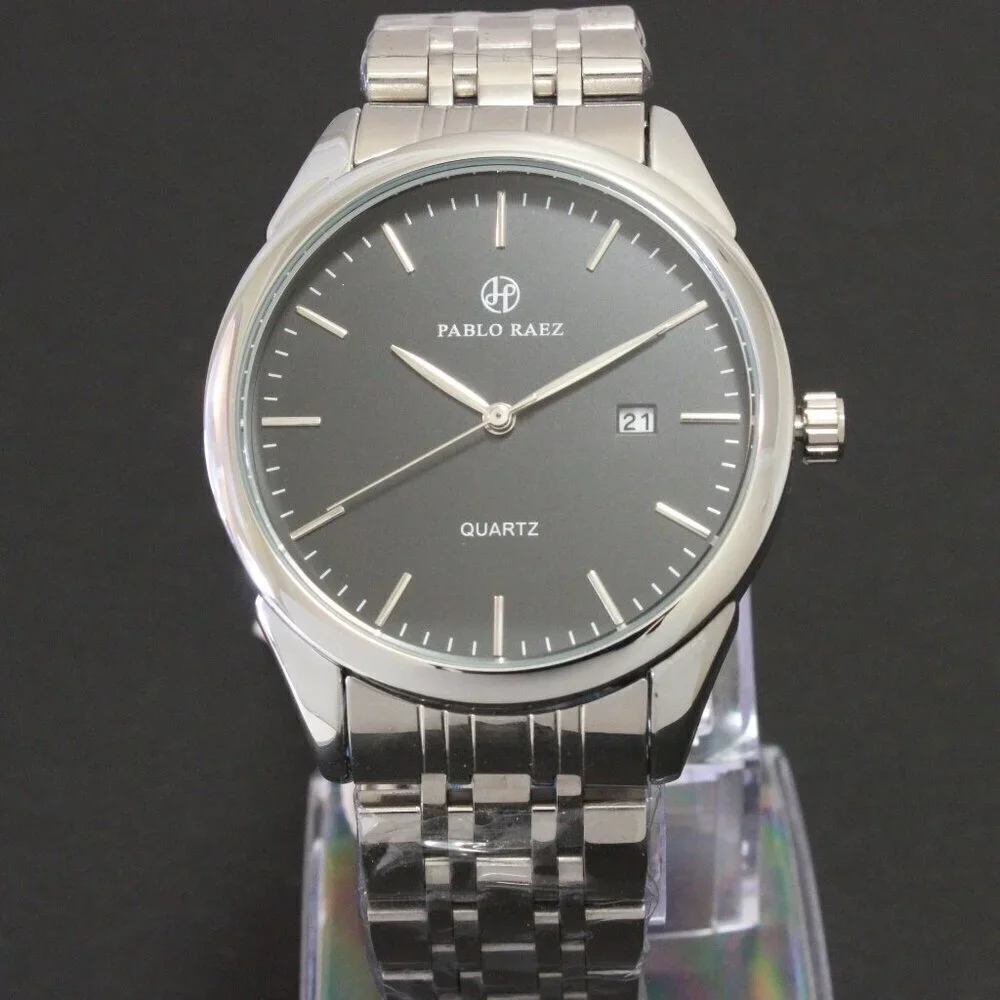 Men's Casual Fashion Watch Silver Tone Butterfly Clasp 40mm
